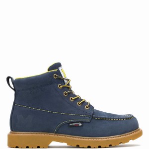 Buty Robocze Wolverine x Valiant University of Michigan Floorhand Moc Toe Męskie Granatowe | CKE6395NJ