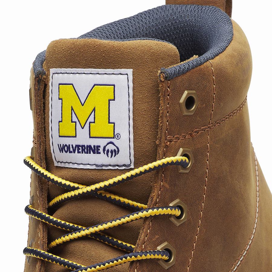 Buty Robocze Wolverine x Valiant University of Michigan Floorhand Moc Toe Męskie Brązowe | BUG9937VY