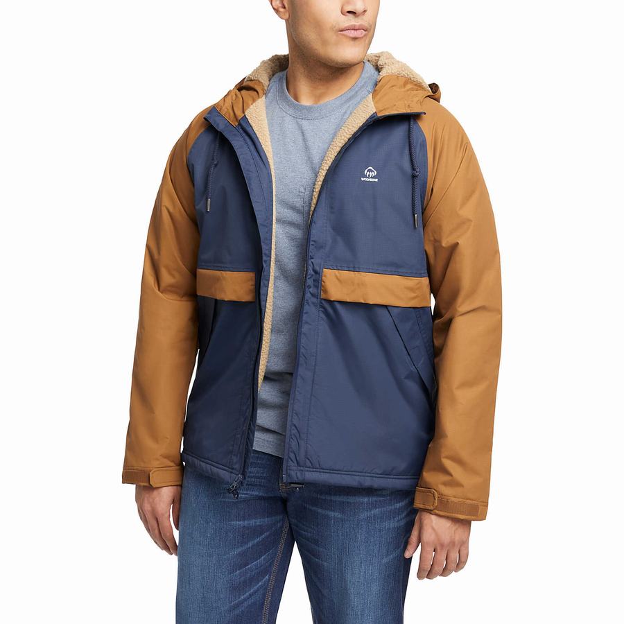 Kurtki Wolverine I-90 Sherpa Lined Rain Męskie Granatowe | JDI7482WY